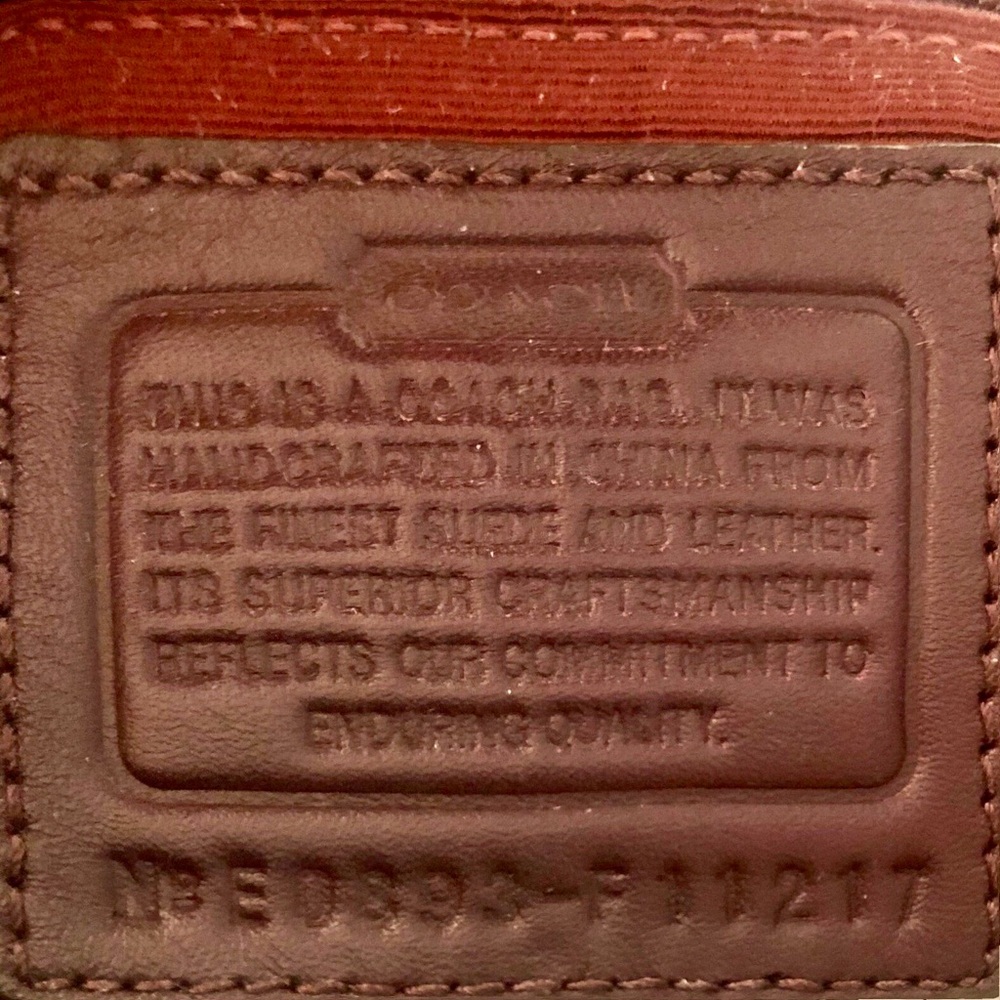 COACH Hampton Patchwork Mosaic Burgundy Leather Brown Suede Top Zip Shoulder Bag - Picture 15 of 17